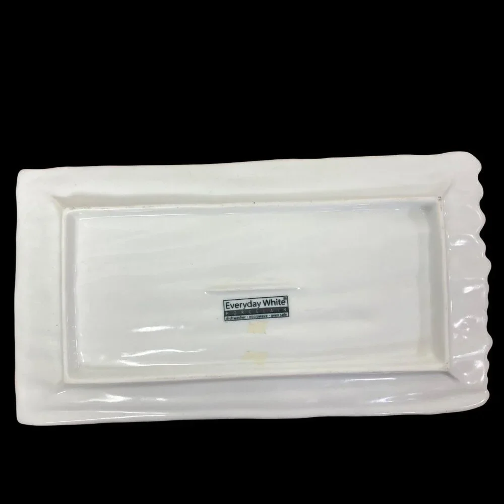 Vintage Porcelain Asparagus Serving Platter Everyday White 12x6 Microwave Safe